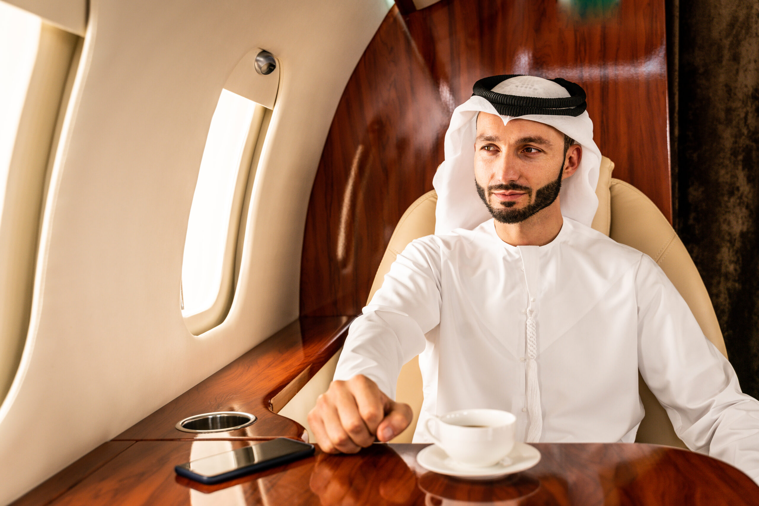 Arabic business man in a Jet
